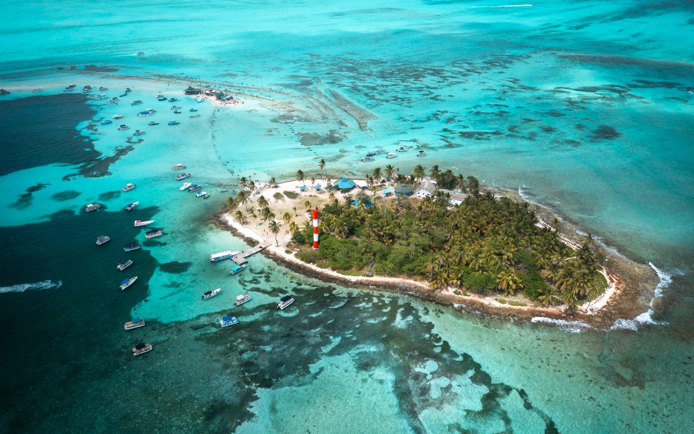 Drone photo of Haynes Cay and El Acuario, San Andres Island, Colombia