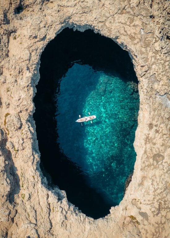 Kayaking in a sea cave malta