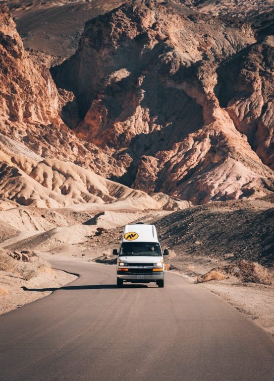 Van road trip in Death Valley, USA