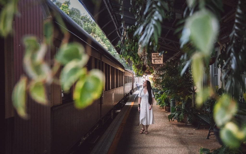 Girl at Kuranda Scenic Rail station in Far North Queensland